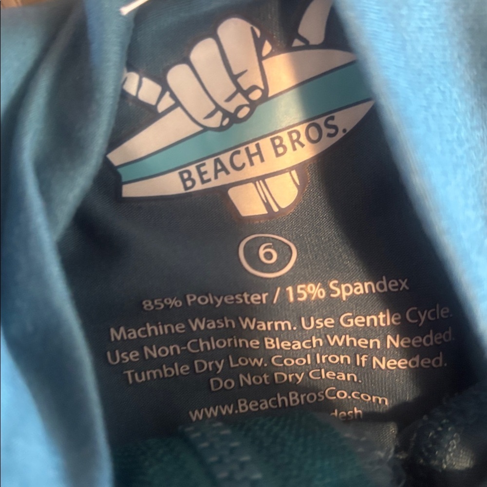 Beach Bros Boy’s Steel Blue Long Sleeve zip up sun protection, fast drying - Picture 4 of 5